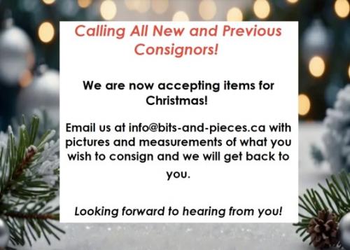 Send us your Christmas Consignments! 
