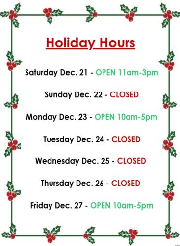 Bits & Pieces Holiday Hours 