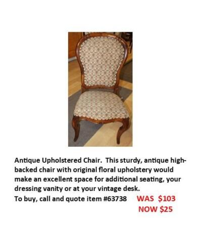 Item 63738 Antique Upholstered Chair